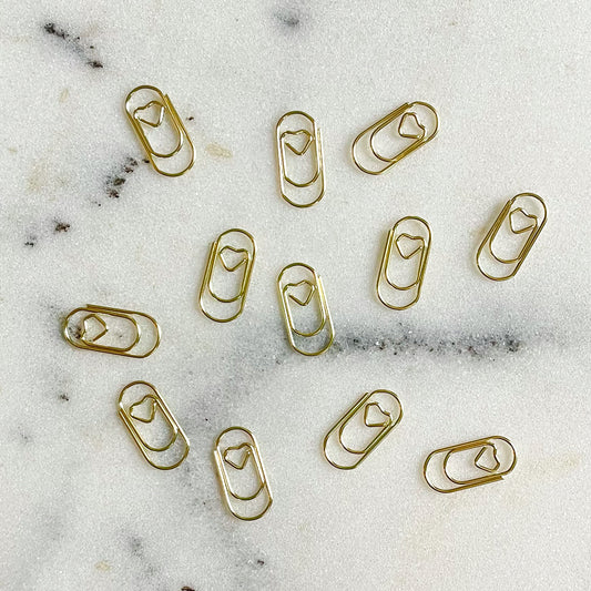Tiny Gold Heart Paper Clips • 50 Pcs