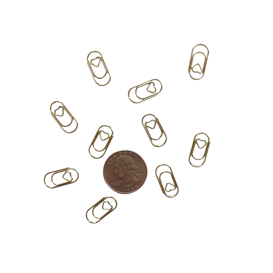 Tiny Gold Heart Paper Clips • 50 Pcs