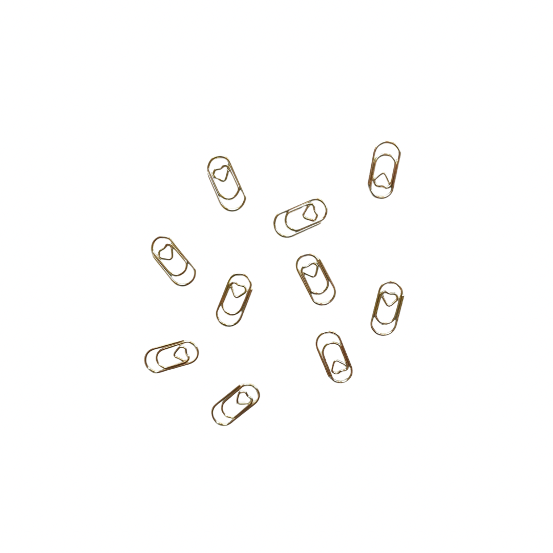 Tiny Gold Heart Paper Clips • 50 Pcs