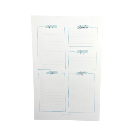 Productivity Planner Pad • 8.5" x 5.5" • 50 sheets • Aqua