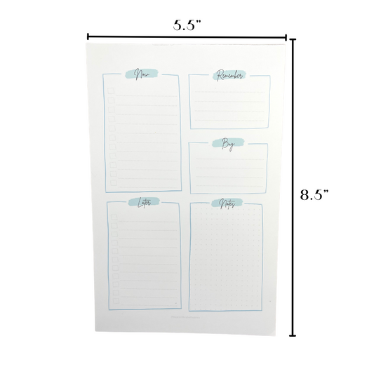Productivity Planner Pad • 8.5" x 5.5" • 50 sheets • Aqua
