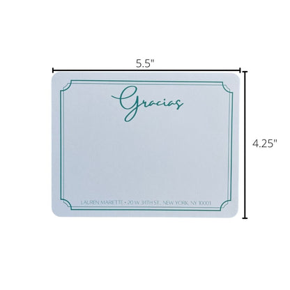 Gracias Notecard Set in Aqua • Personalized