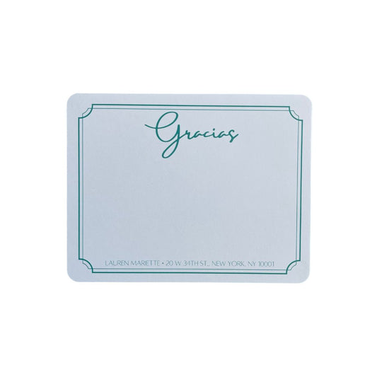 Gracias Notecard Set in Aqua • Personalized