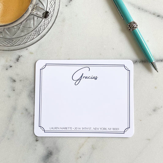 Gracias Notecard Set in Navy • Personalized