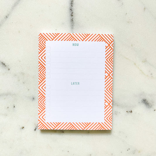 Now & Later Planning Pad • 5.5" x 4.25" Notepad • 50 Sheets • Coral