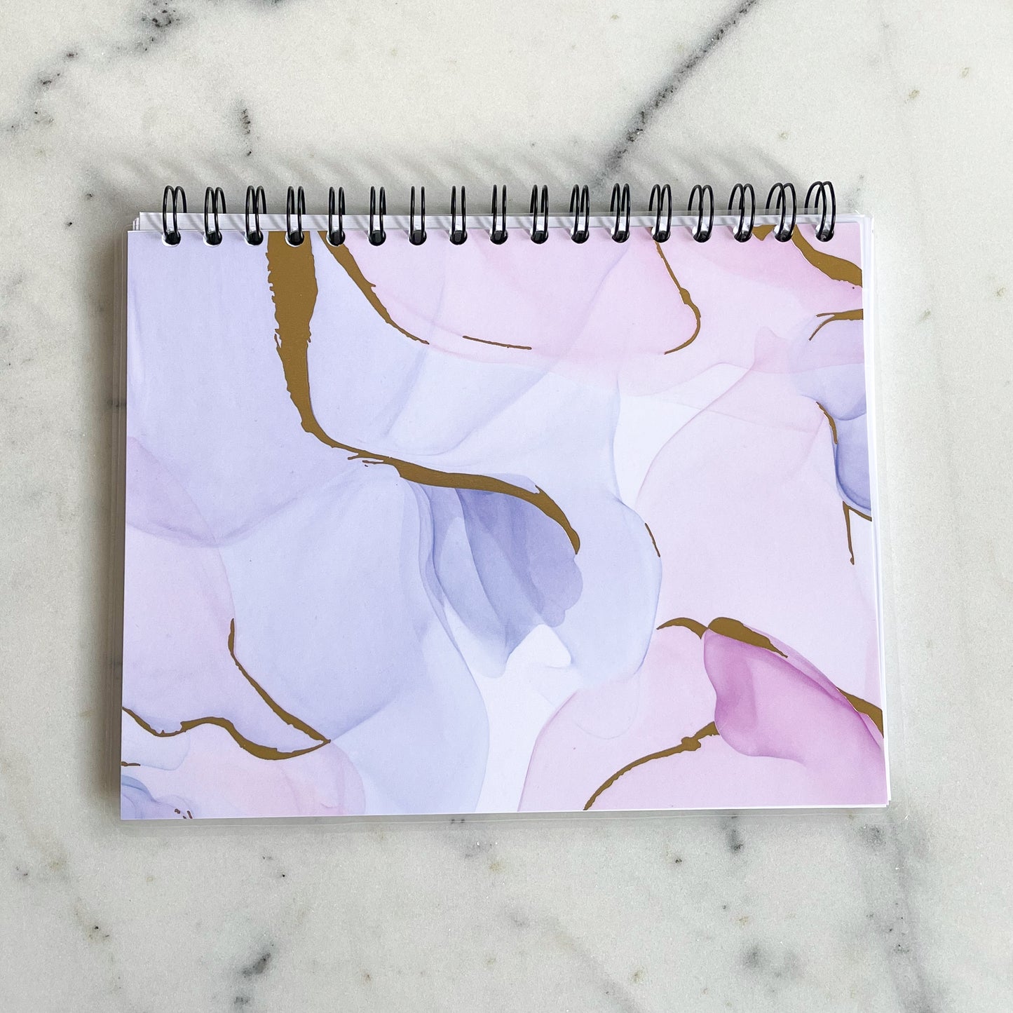 Weekly Planner • Top Spiral • 7" x 9" • Purple and Gold Watercolor