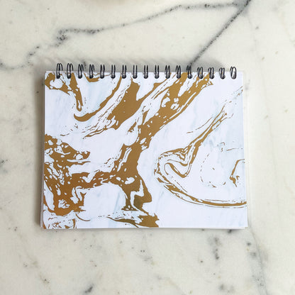 Weekly Planner • Top Spiral • 7" x 9" • Blue and Gold Marbled