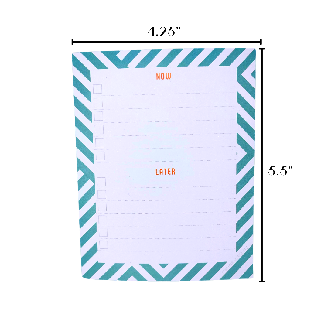 Now & Later Planning Pad • 5.5" x 4.25" Notepad • 50 Sheets • Aqua