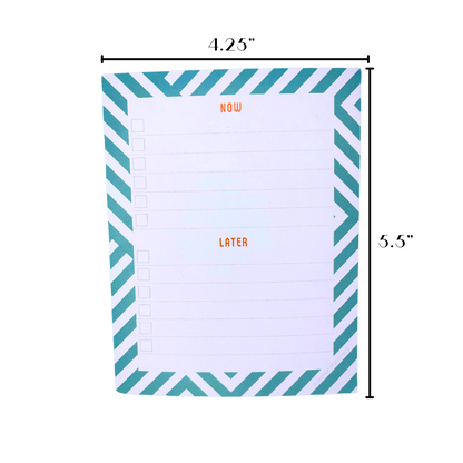 Now & Later Planning Pad • 5.5" x 4.25" Notepad • 50 Sheets • Aqua