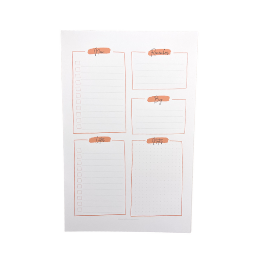 Productivity Planner Pad • 8.5" x 5.5" • 50 sheets • Coral