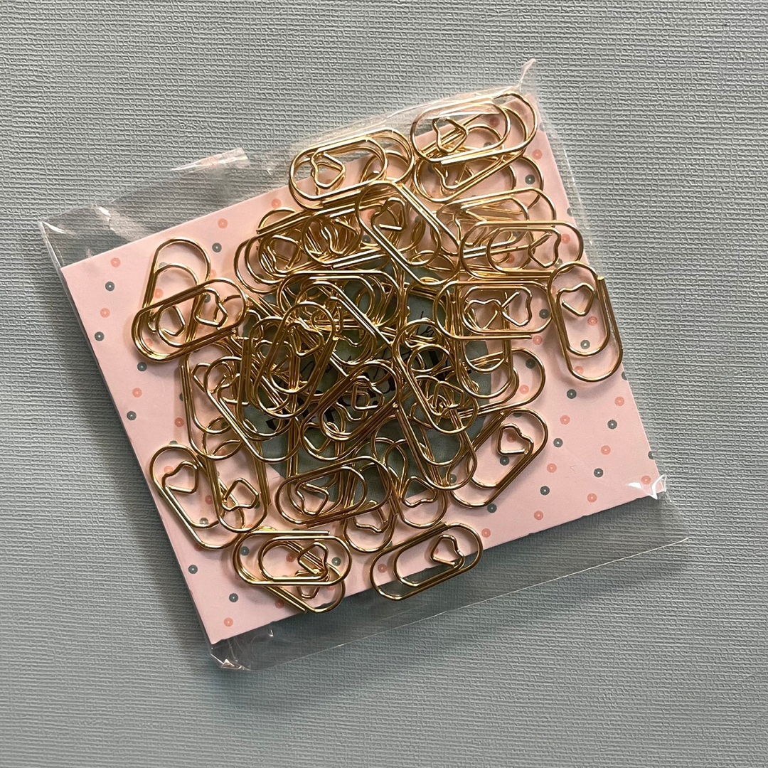 Tiny Heart Paper Clips • Gold • 50 Pcs