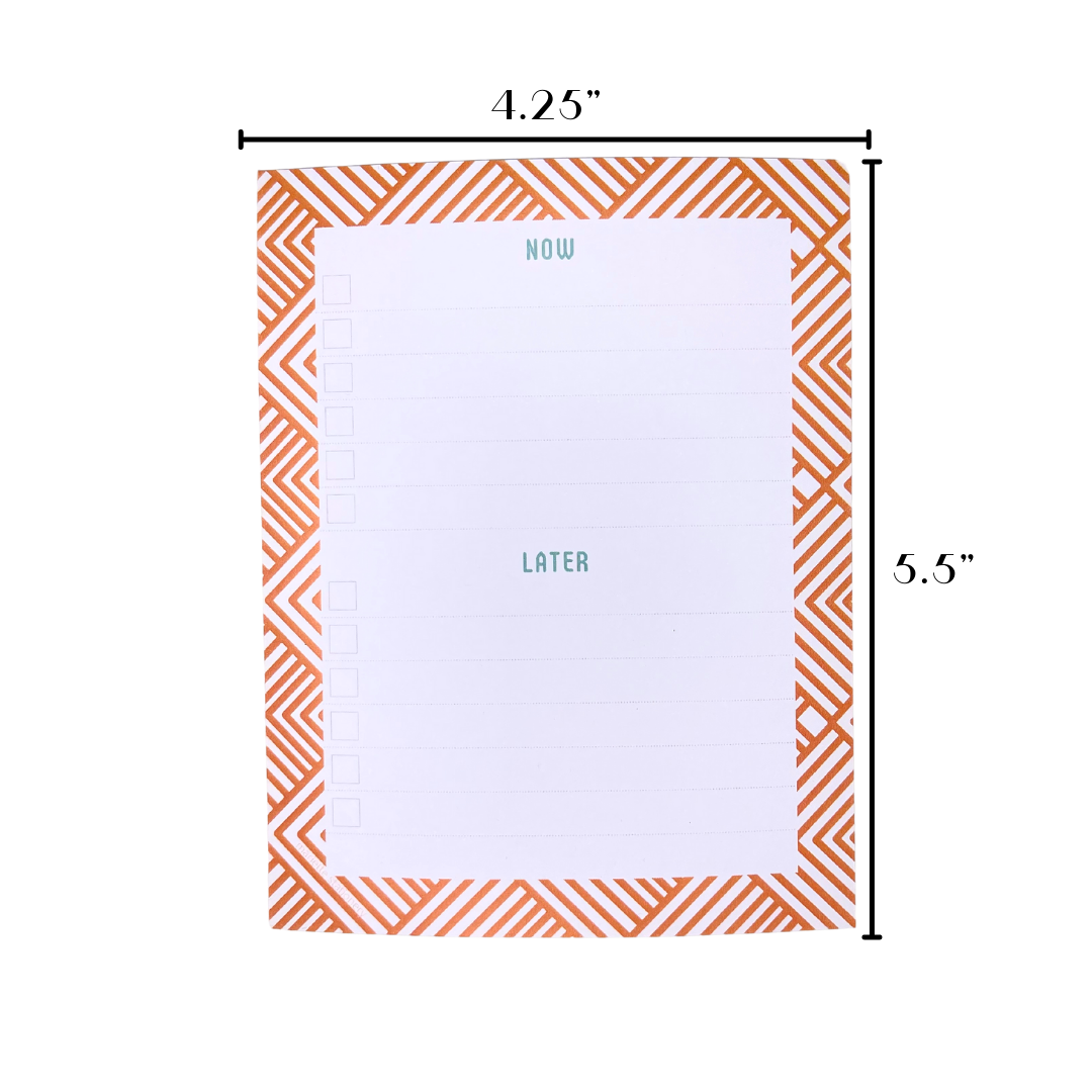 Now & Later Planning Pad • 5.5" x 4.25" Notepad • 50 Sheets • Coral