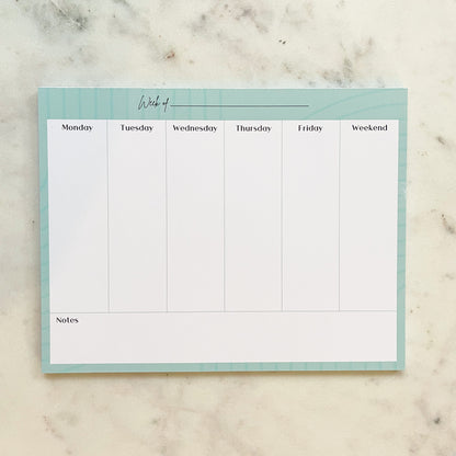 Weekly Desktop Planner Pad • 25 Tear Off Sheets • Aqua